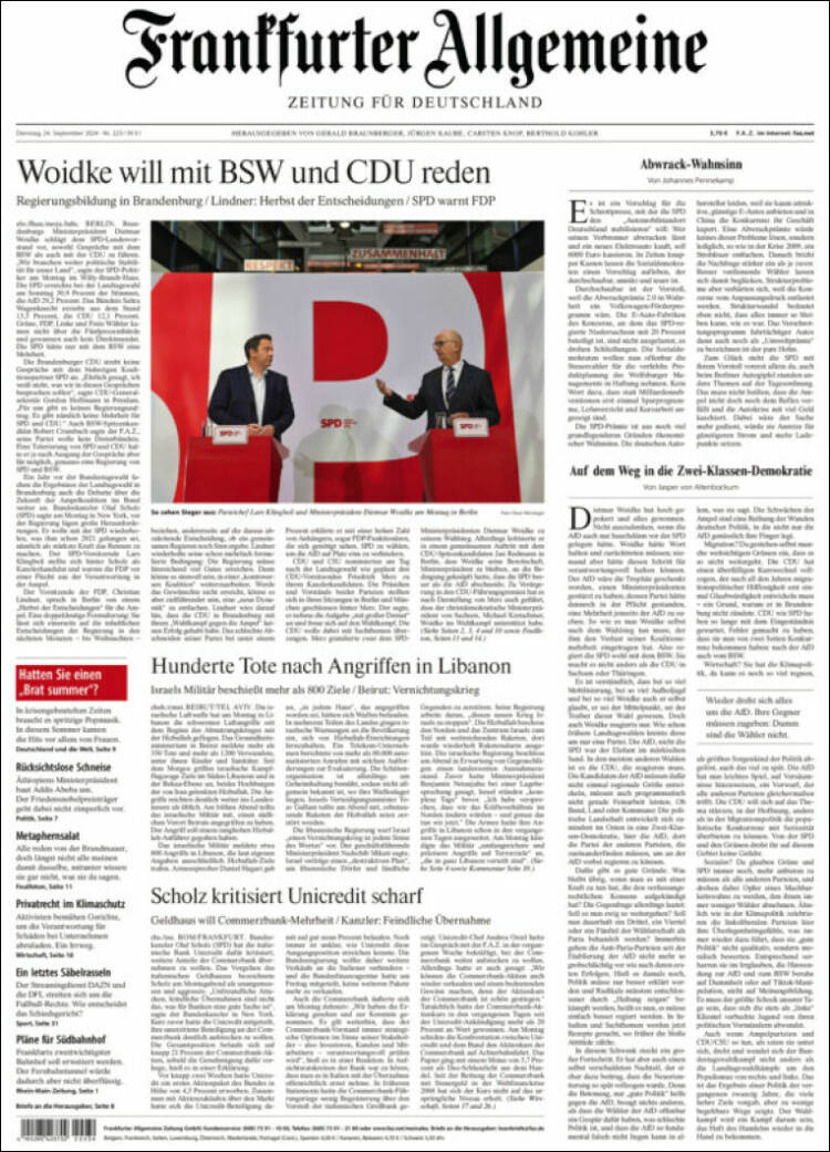 Portada de Frankfurter Allgemeine (Alemania)