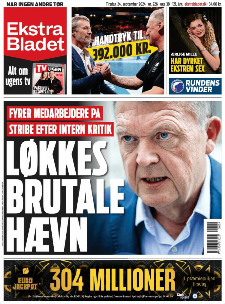 Portada de Ekstra Bladet (Dinamarca)