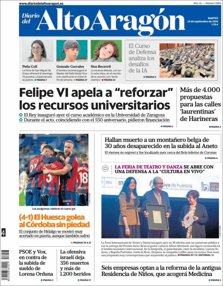 Portada de Diario del AltoAragón (España)