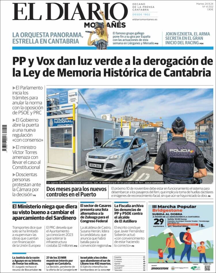 Portada de El Diario Montañés (España)