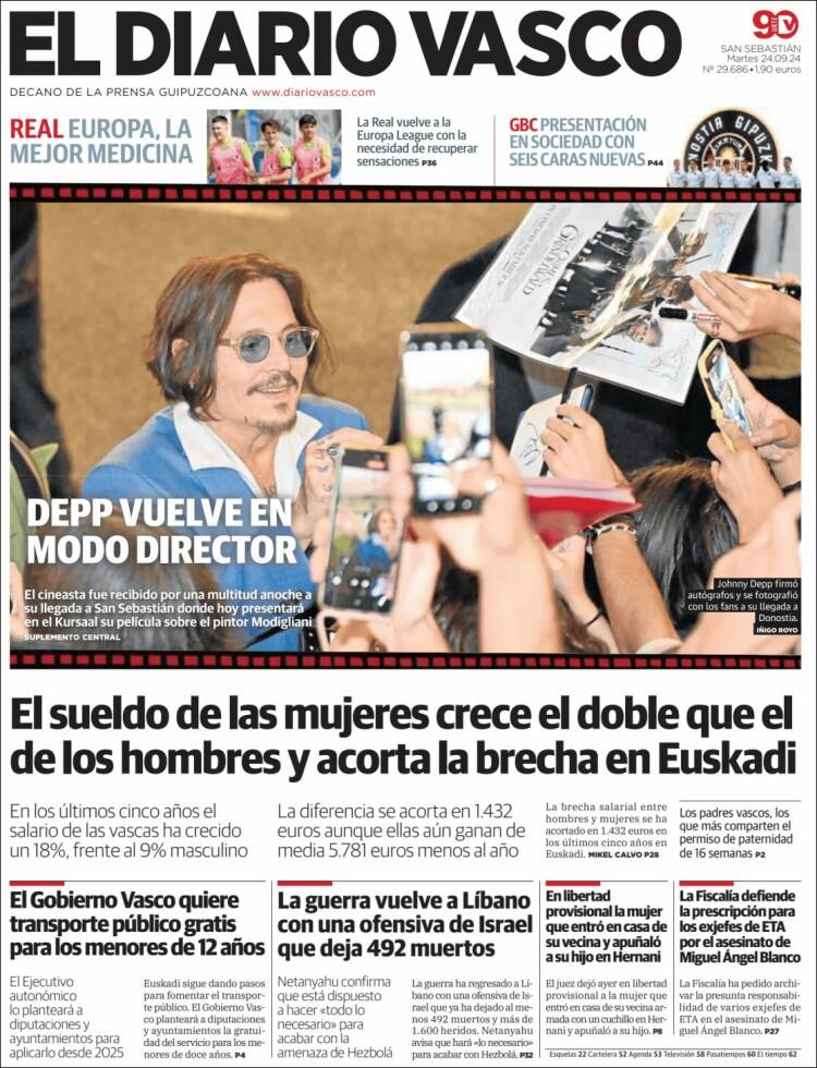 Portada de Diario Vasco (España)
