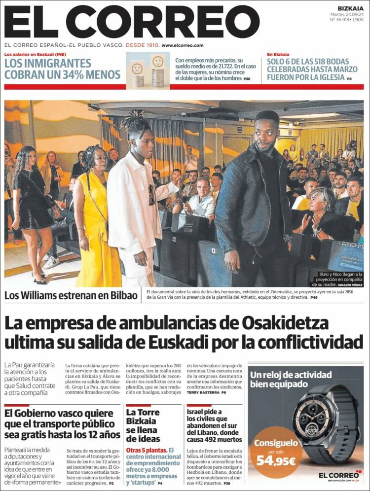 Portada de El Correo (España)