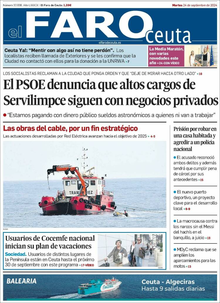 Portada de El Faro de Ceuta (España)