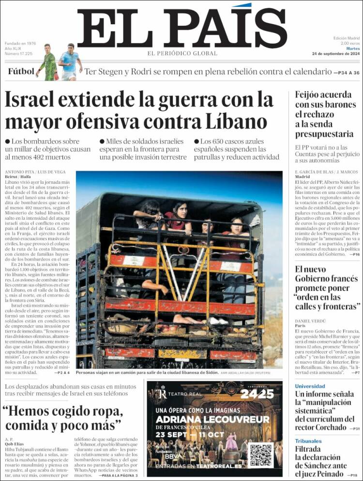 Portada de El País (España)