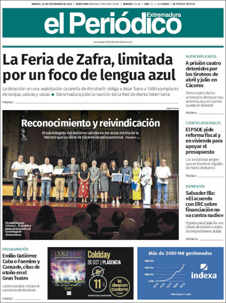 Portada de El Periódico de Extremadura (España)