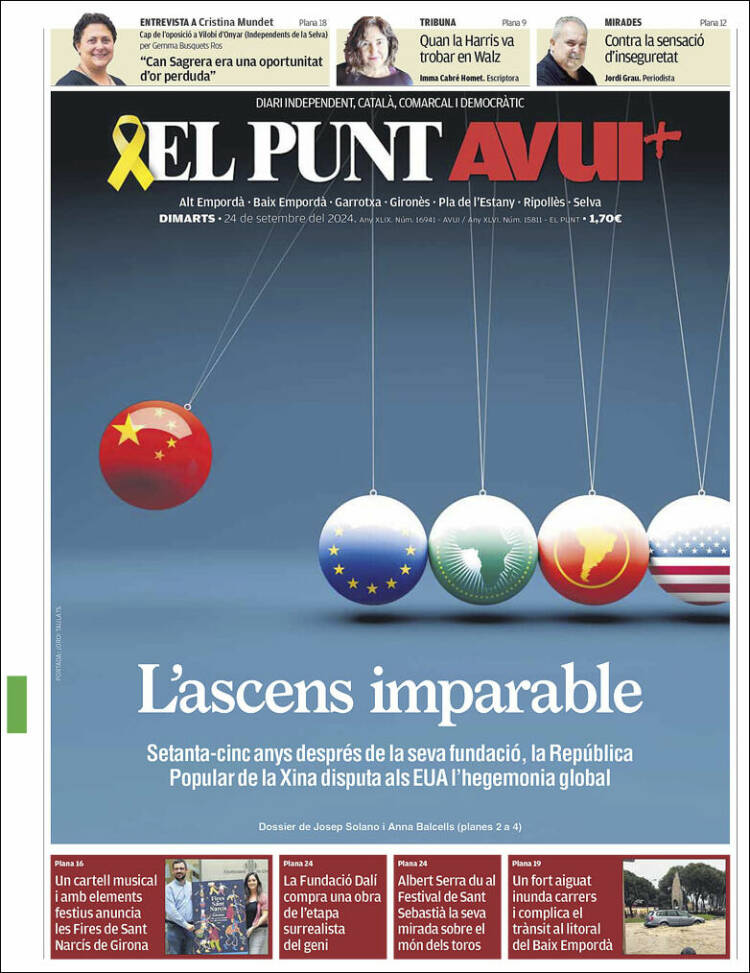 Portada de El Punt Avui - Girona (Espagne)