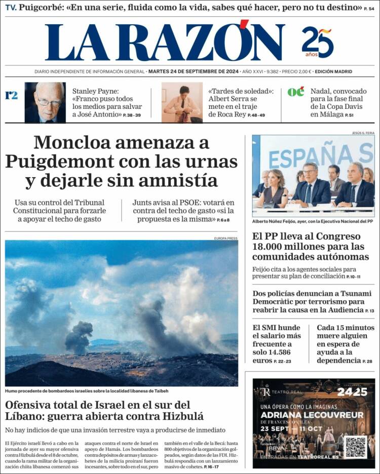 Portada de La Razón (España)