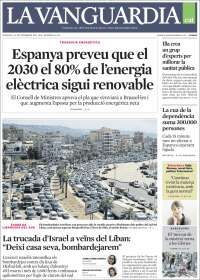 Portada de La Vanguardia (España)