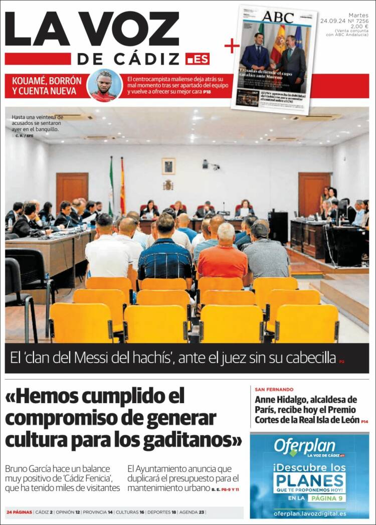 Portada de La Voz de Cádiz (España)