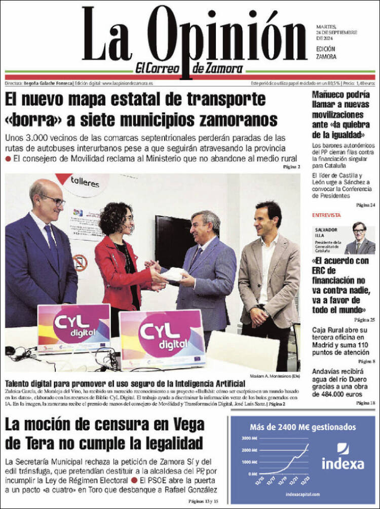 Portada de La Opinión - El Correo de Zamora (España)