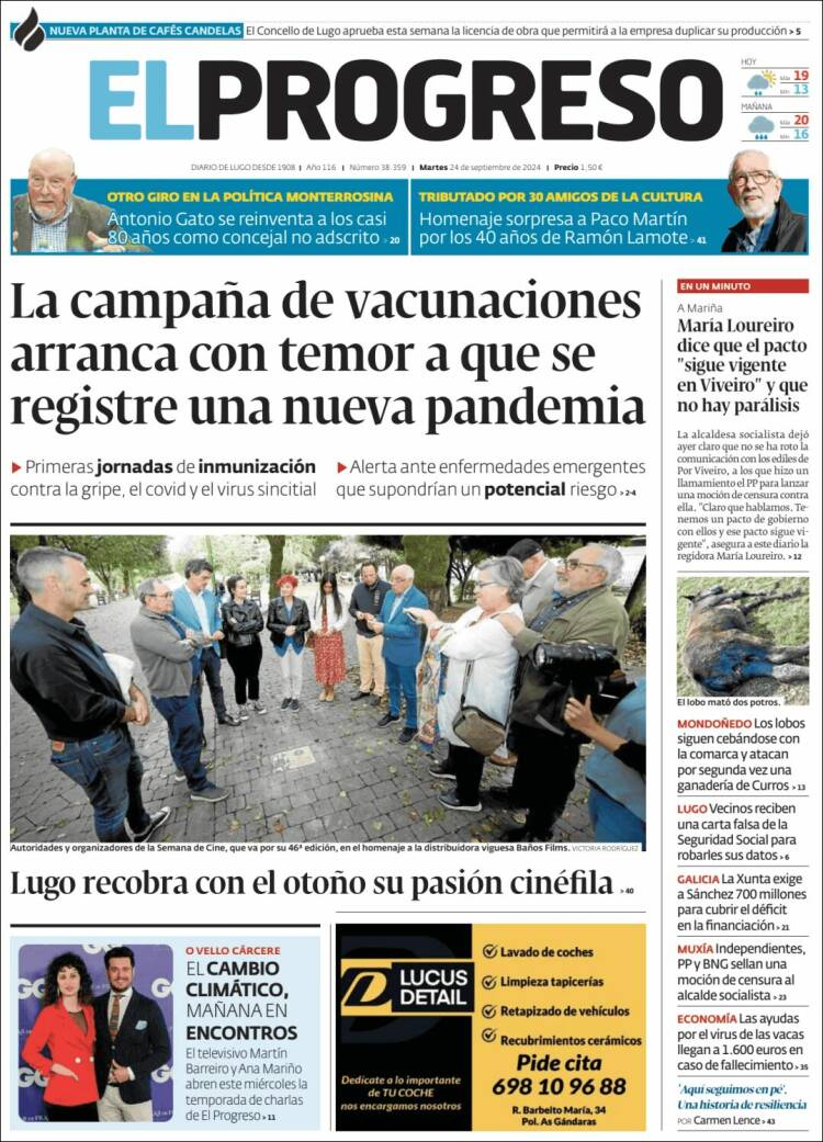 Portada de El Progreso (Espagne)