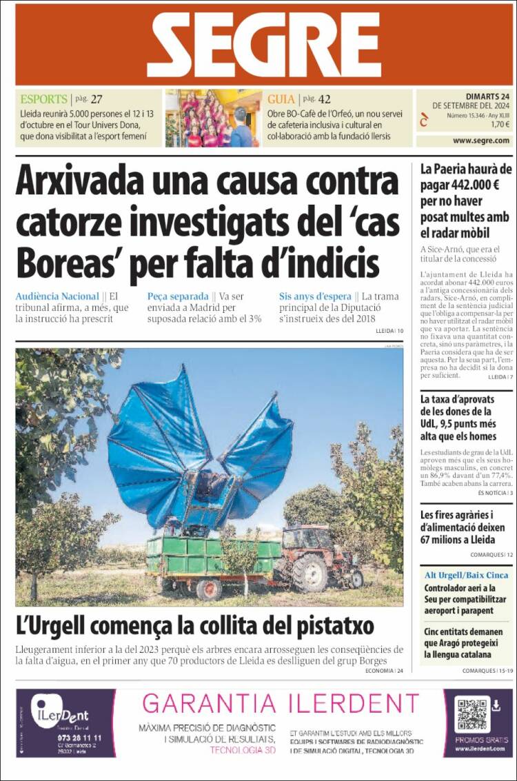 Portada de Segre (Espagne)