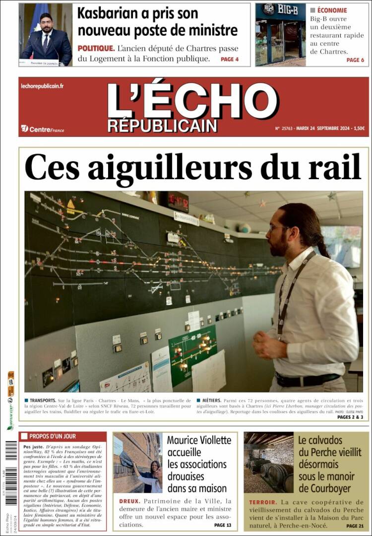 Portada de L'Echo Républicain (Francia)