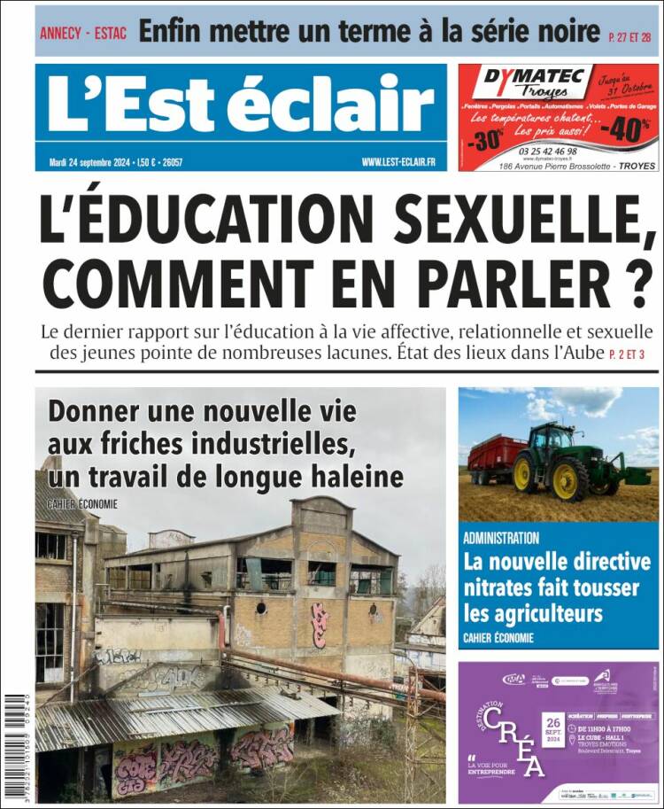 Portada de L'Est Eclair (Francia)