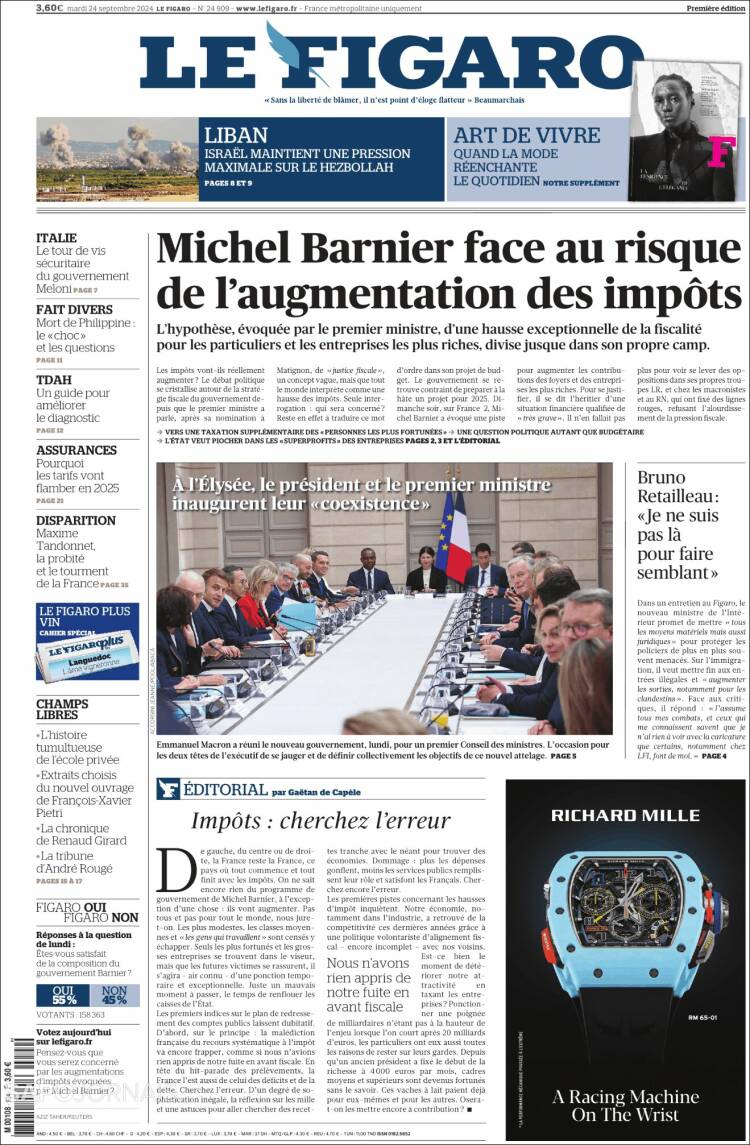 Portada de Le Figaro (Francia)