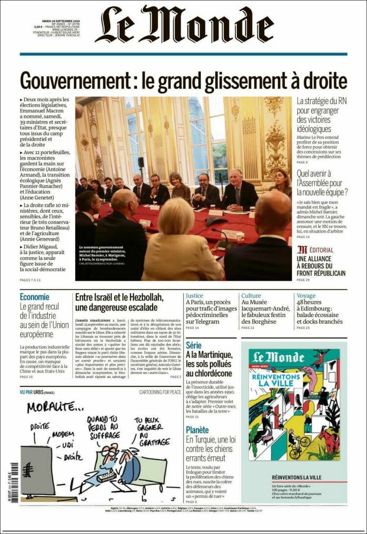 Portada de Le Monde (Francia)