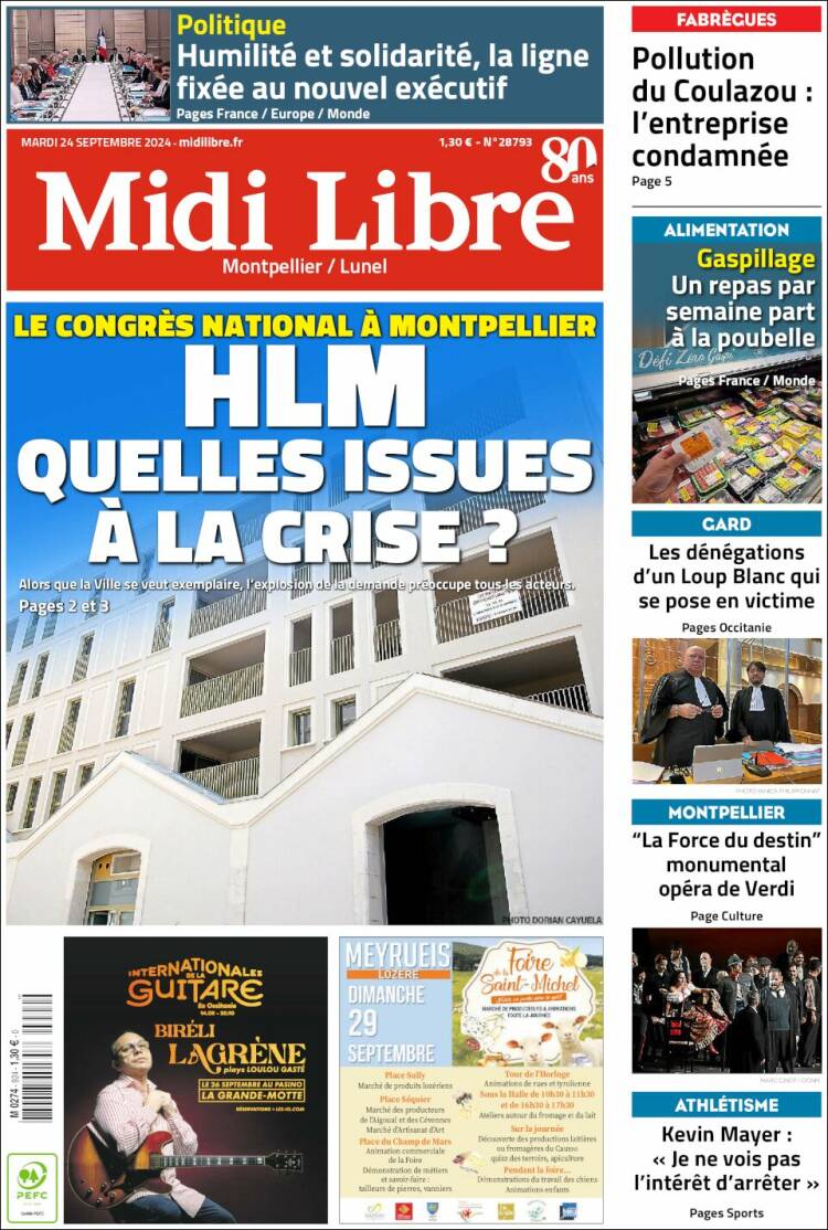 Portada de Midi Libre (Francia)