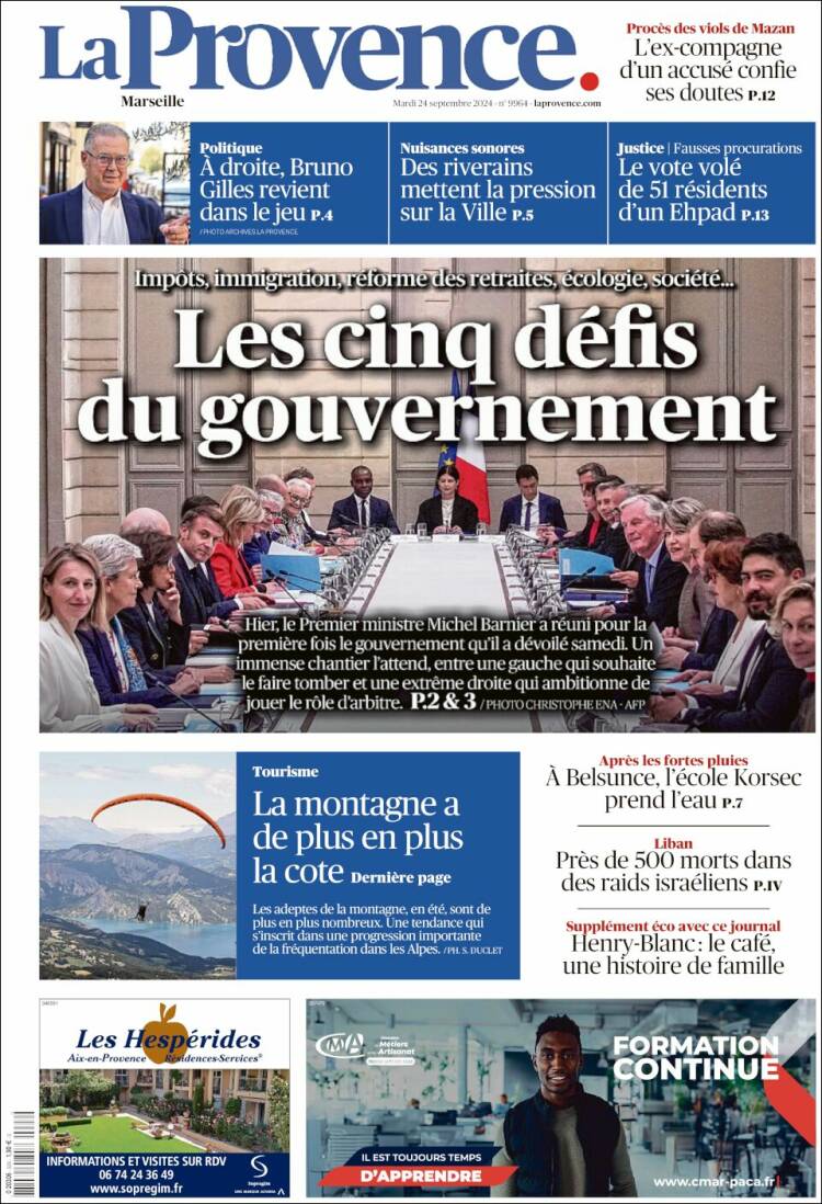 Portada de La Provence (Francia)
