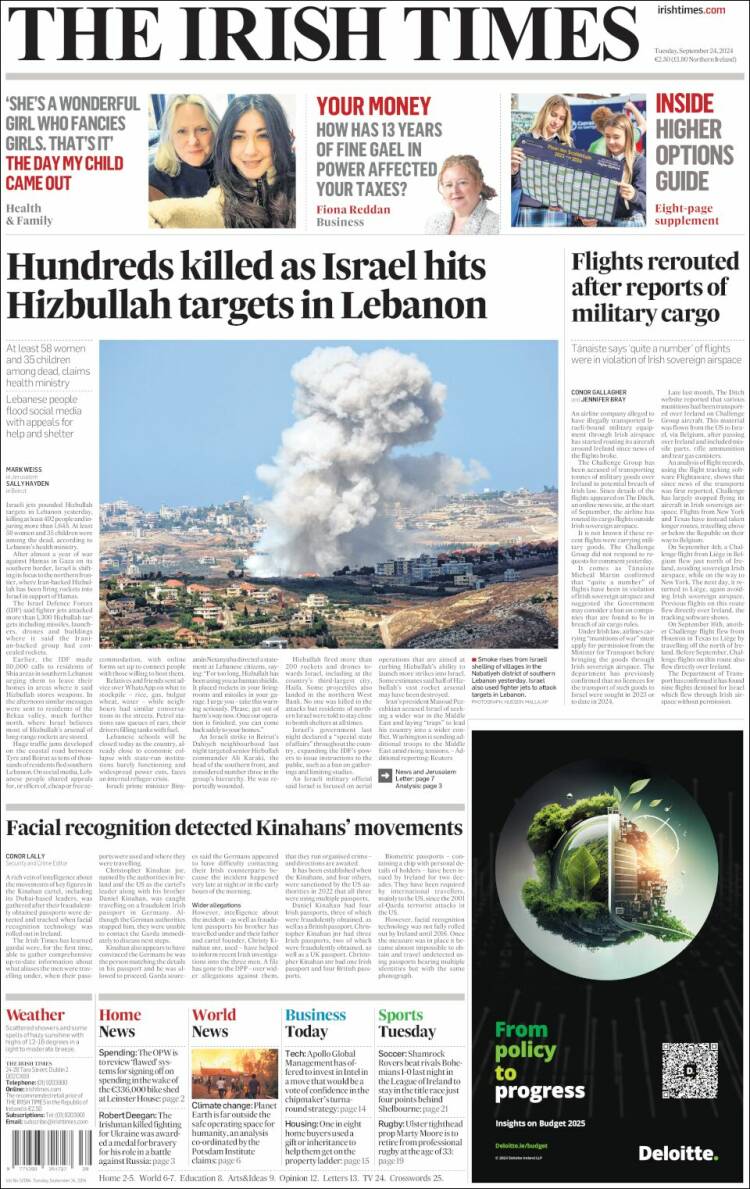 Portada de Irish Times (Irlanda)