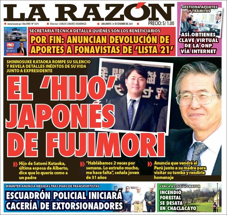 Portada de La Razón (Per&uacute;)