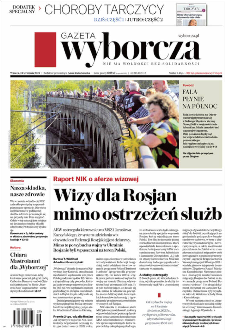 Portada de Gazeta Wyborcza (Polonia)