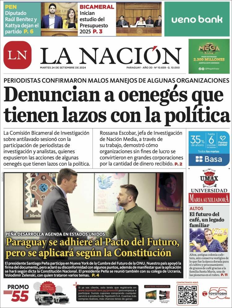 Portada de La Nación (Paraguay)