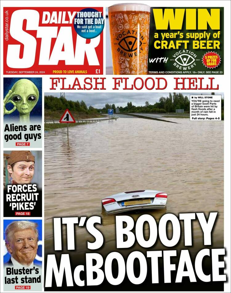 Portada de Daily Star (Reino Unido)