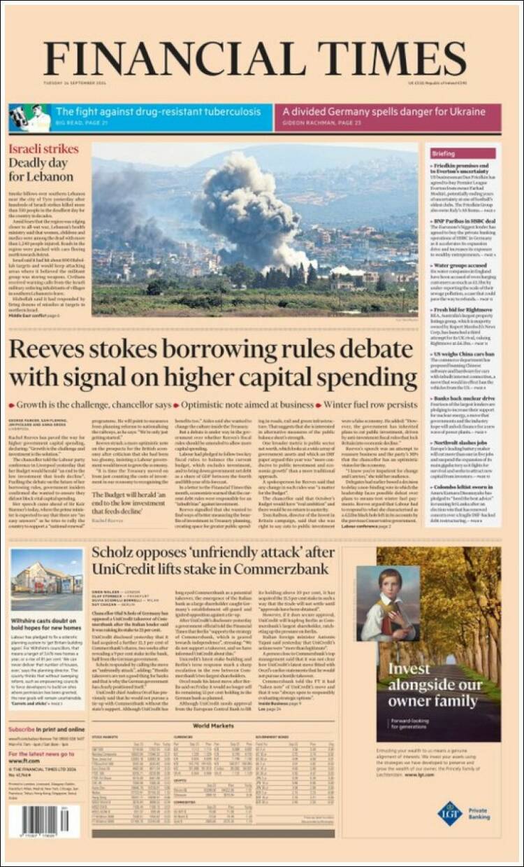 Portada de Financial Times (Reino Unido)