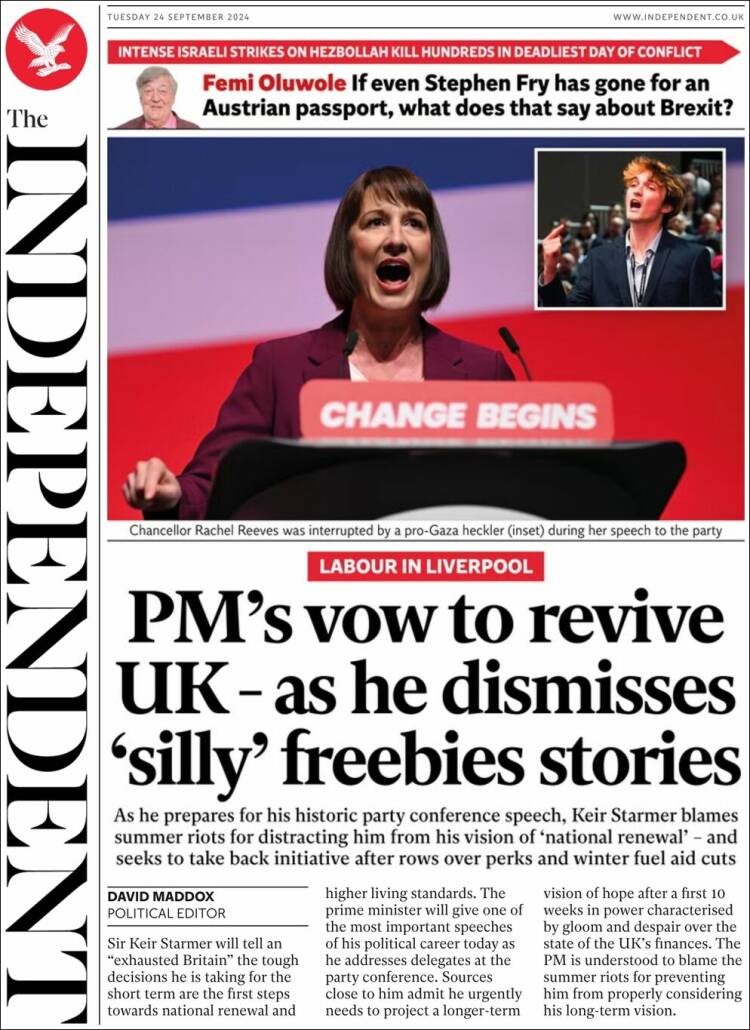 Portada de The Independent (Reino Unido)