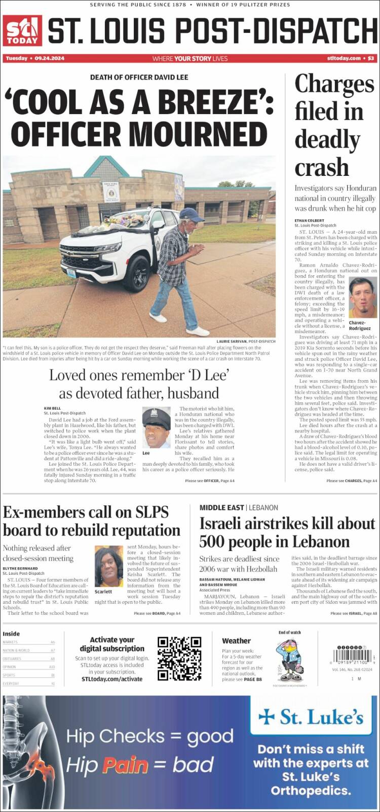 Portada de St. Louis Post-Dispatch (USA)