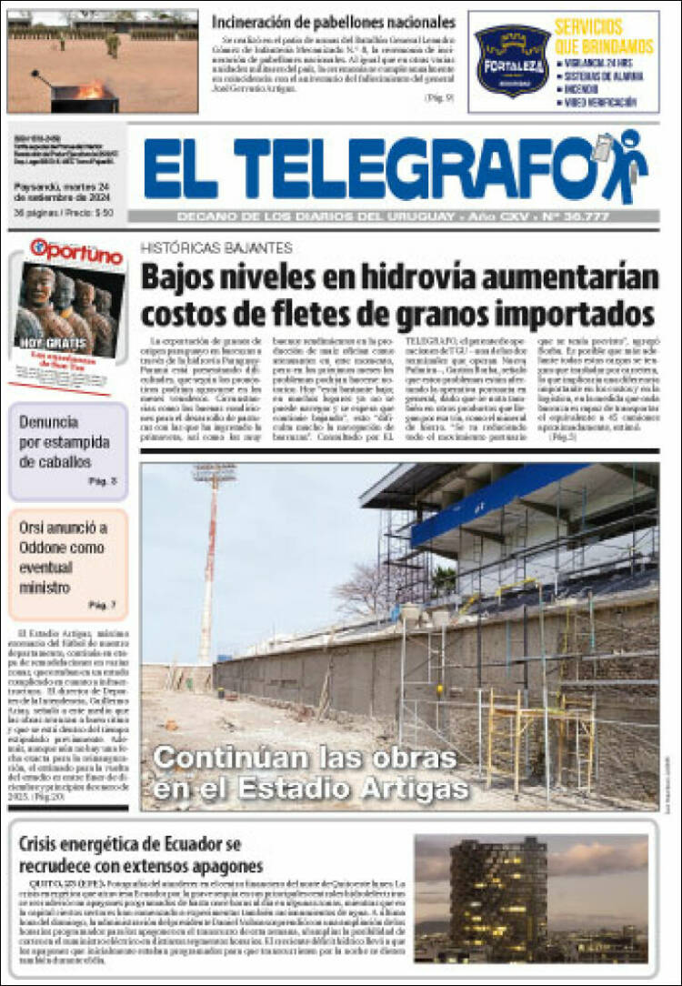 Portada de El Telégrafo (Uruguay)