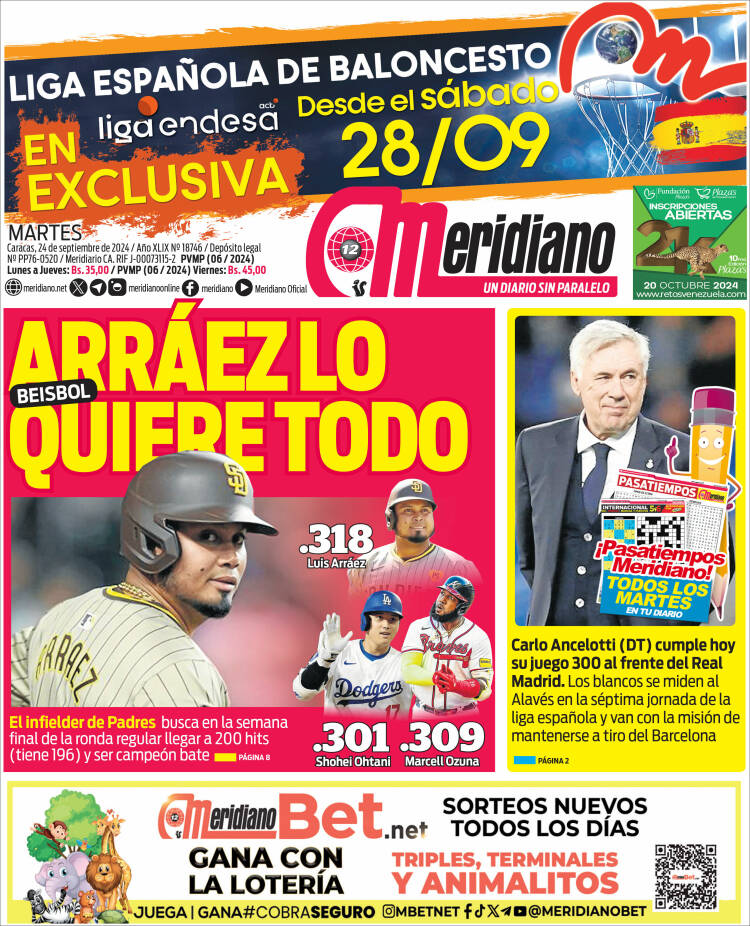 Portada de Meridiano (Venezuela)