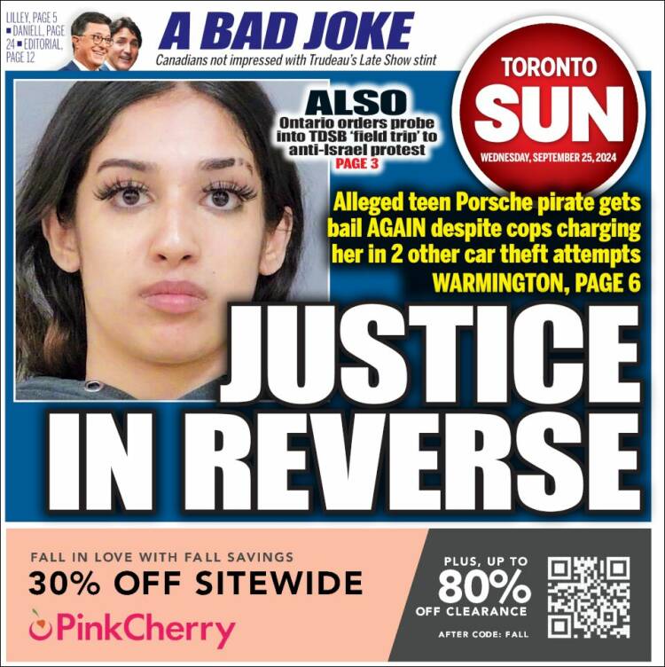 Portada de The Toronto Sun (Canadá)