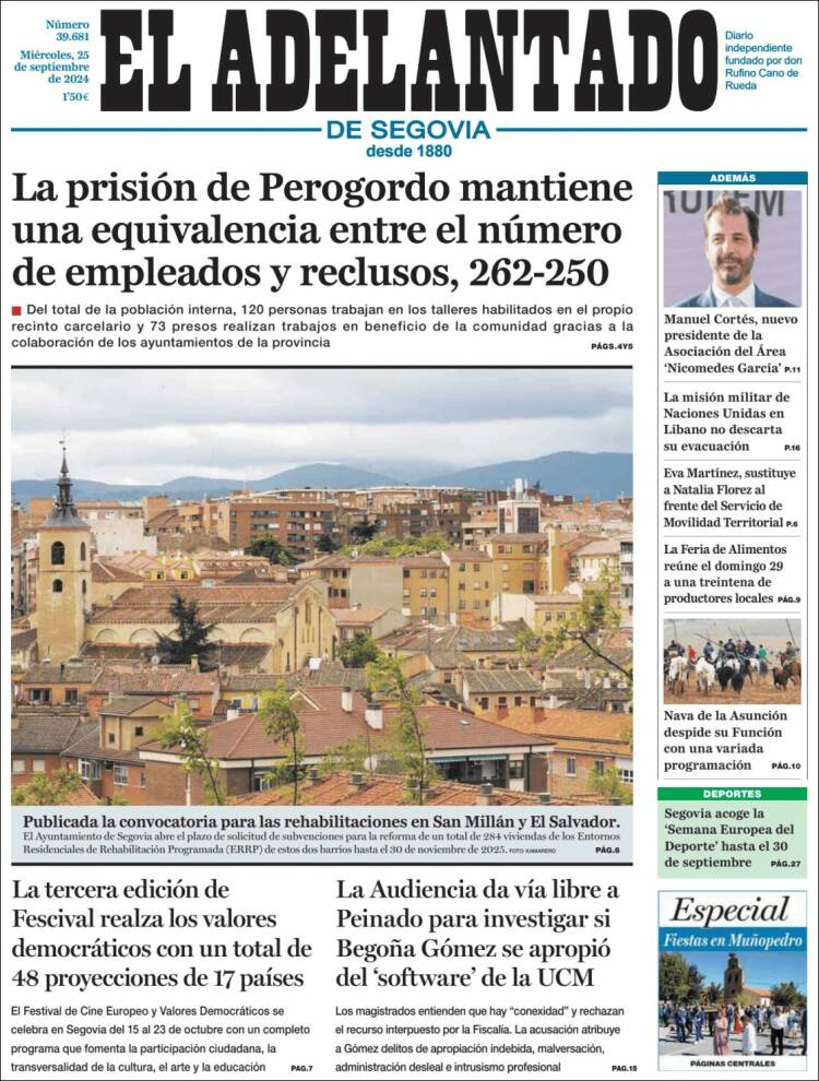 Portada de El Adelantado de Segovia (España)