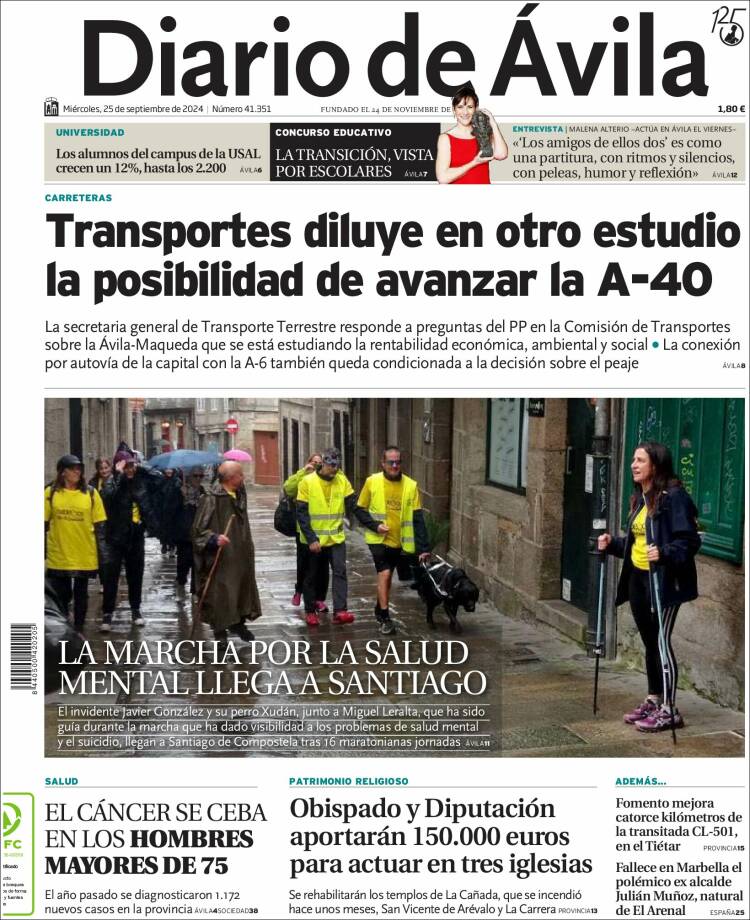 Portada de Diario de Ávila (España)