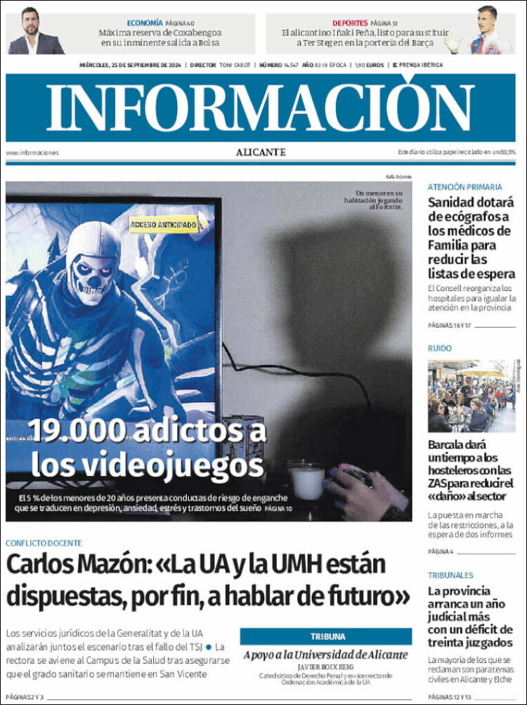 Portada de Diario Información (España)