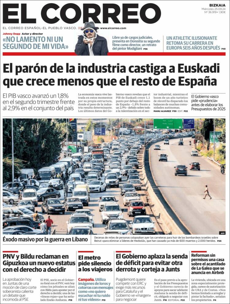 Portada de El Correo (España)