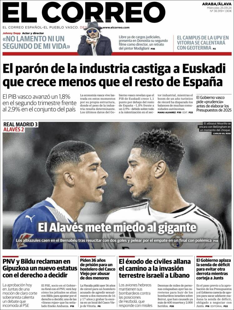 Portada de El Correo - Álava (España)