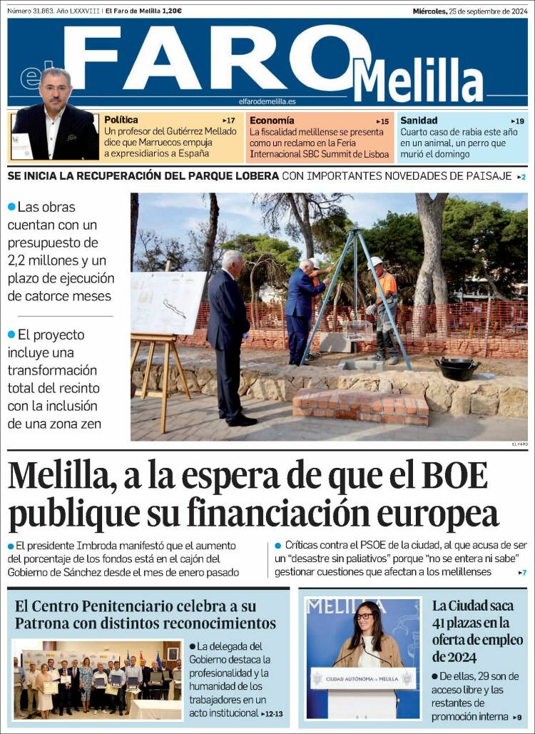 Portada de El Faro de Melilla (España)