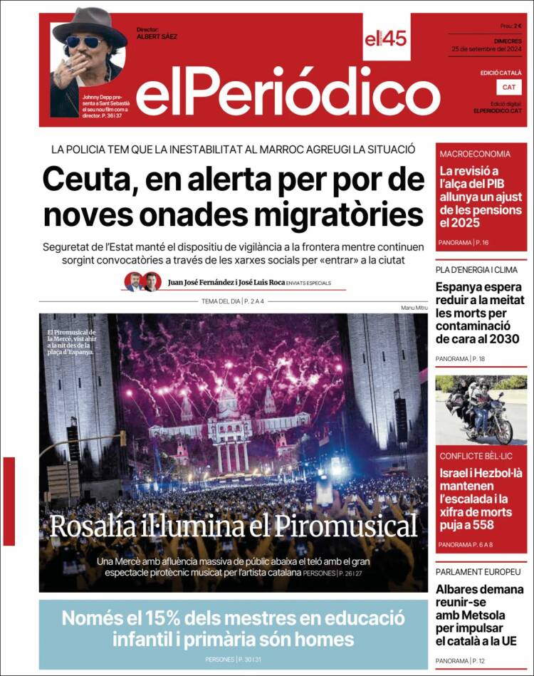 Portada de El Periódico de Catalunya (España)