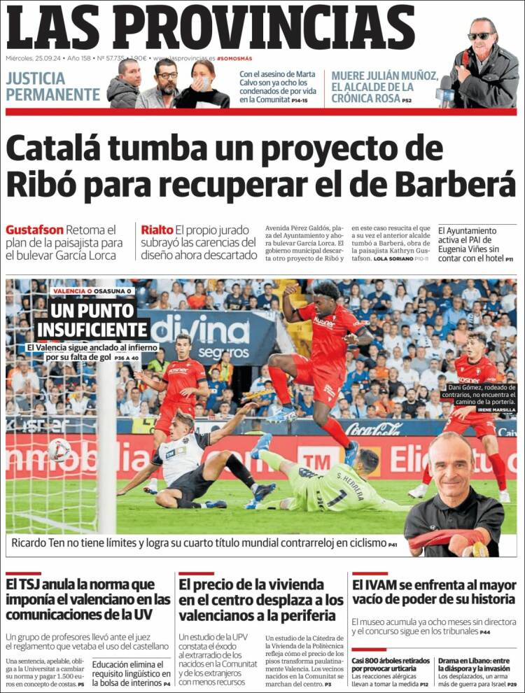 Portada de Las Provincias (España)