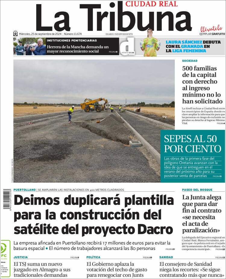 Portada de La Tribuna de Ciudad Real (España)