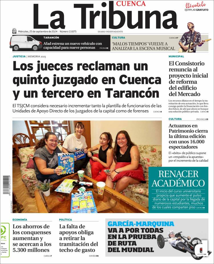 Portada de La Tribuna de Cuenca (España)