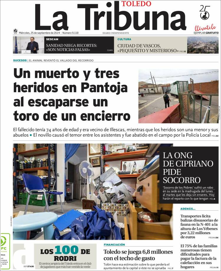 Portada de La Tribuna de Toledo (España)