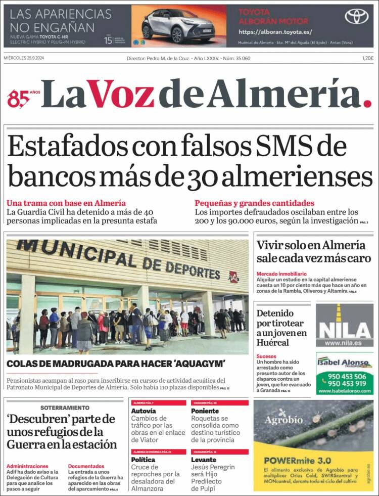 Portada de La Voz de Almería (España)