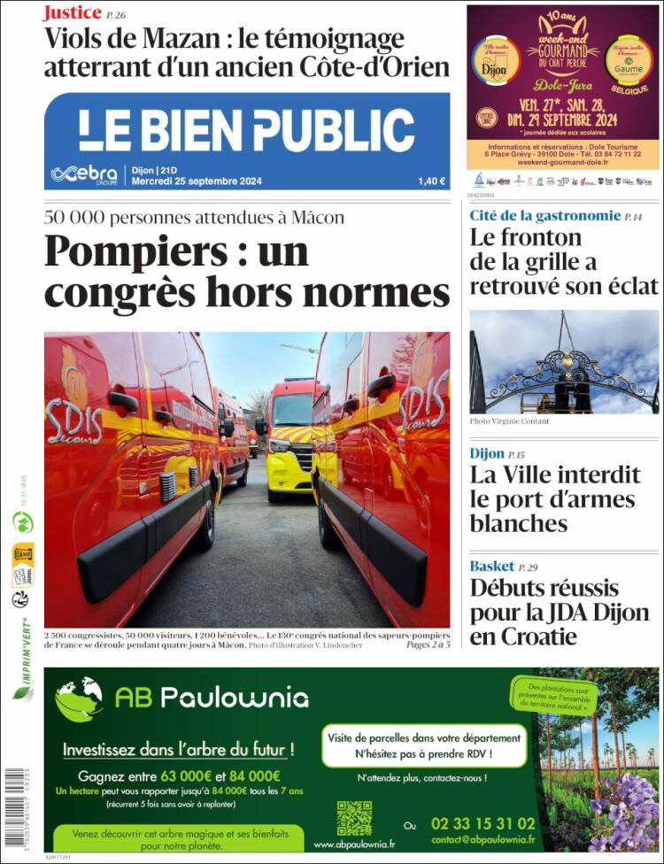 Portada de Le Bien Public (Francia)