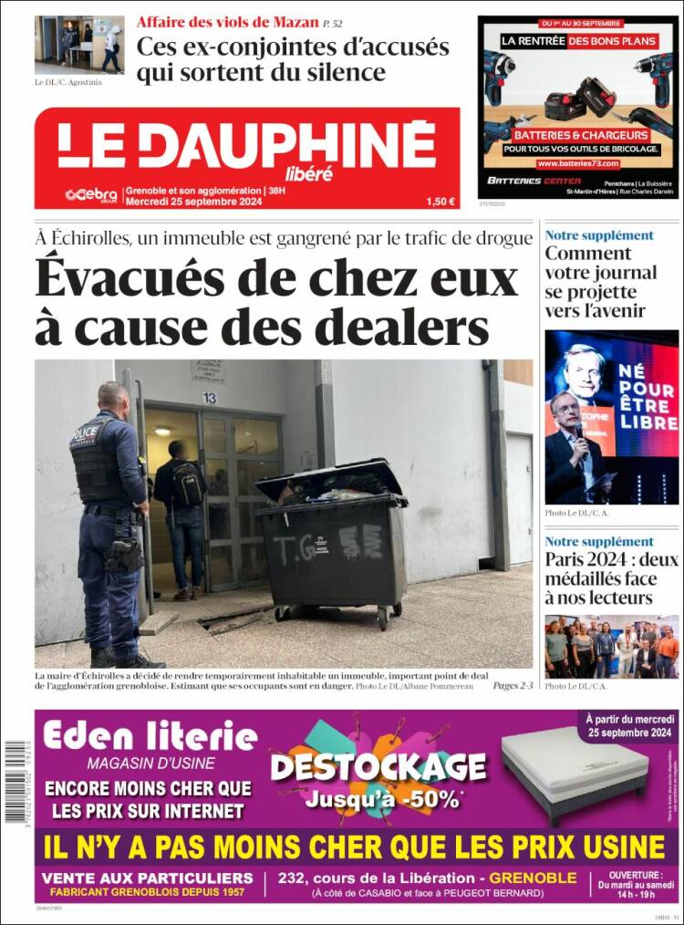 Portada de Le Dauphiné Libéré (Francia)