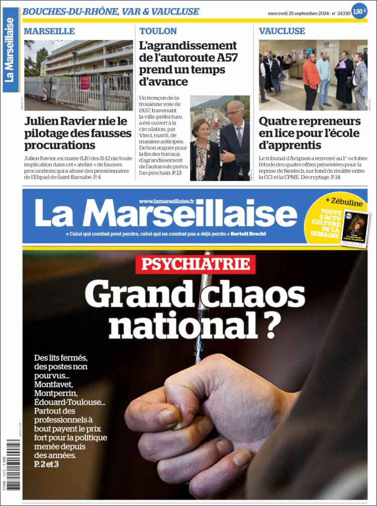 Portada de La Marseillaise (Francia)