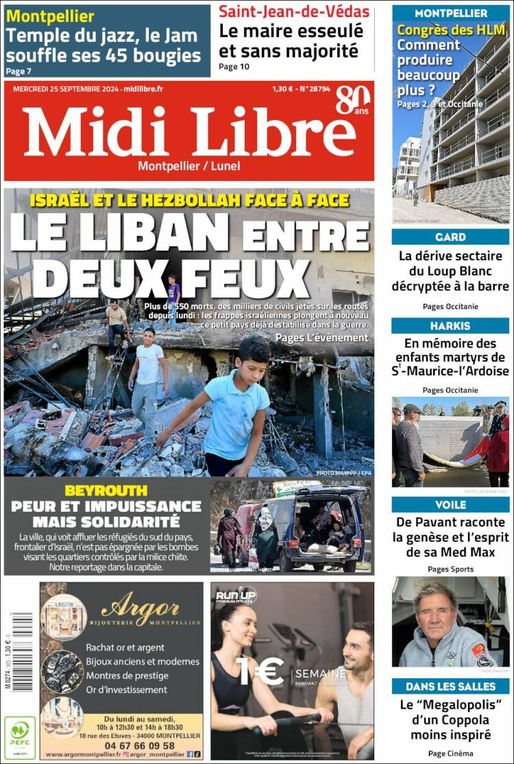 Portada de Midi Libre (Francia)