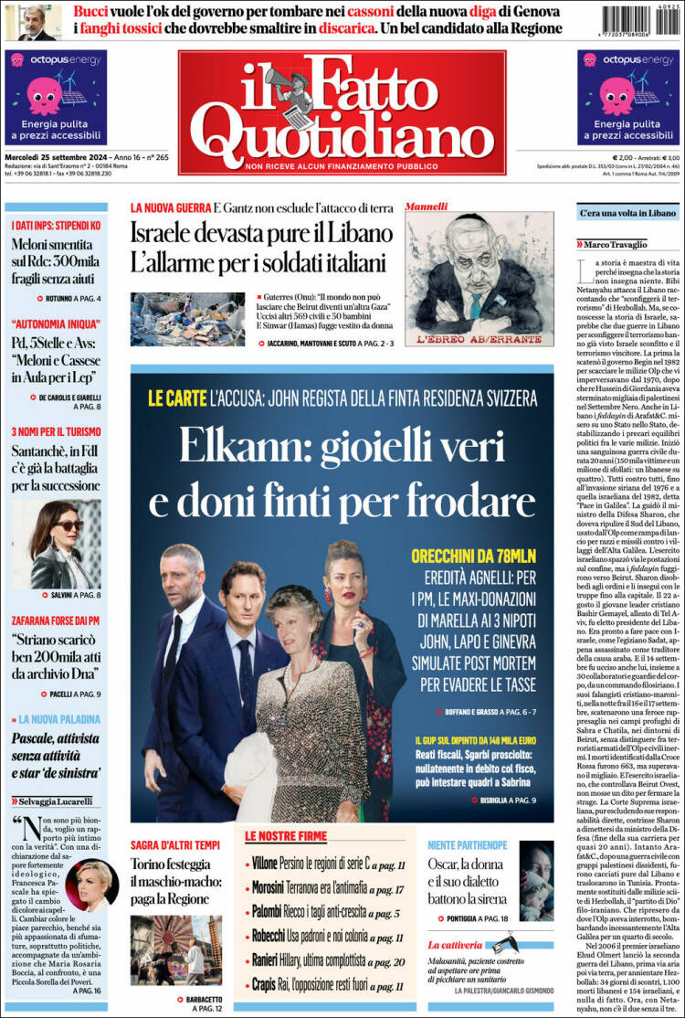 Portada de Il Fatto Quotidiano (Italia)